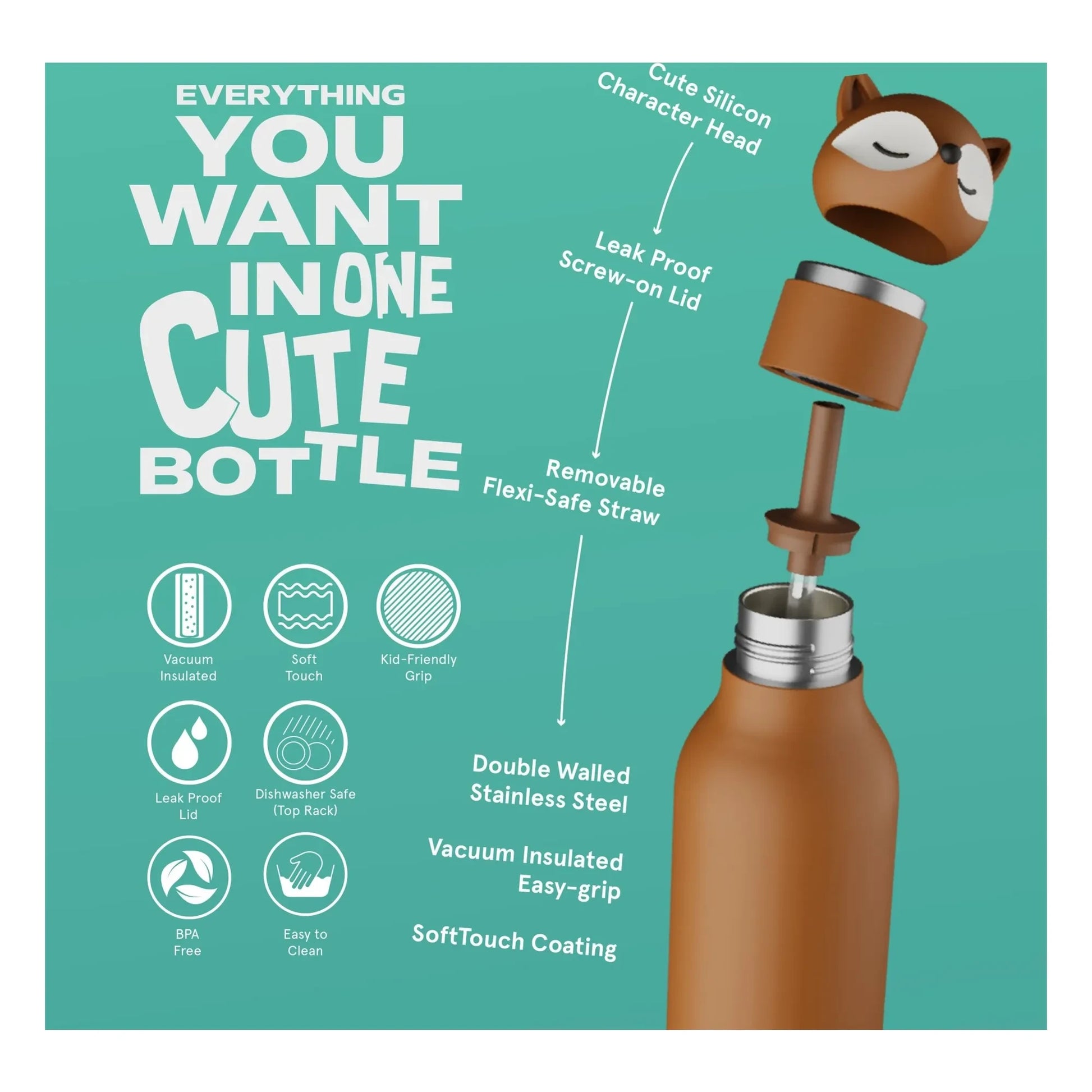 Asobu - Renard stainless steel water bottle | Brown