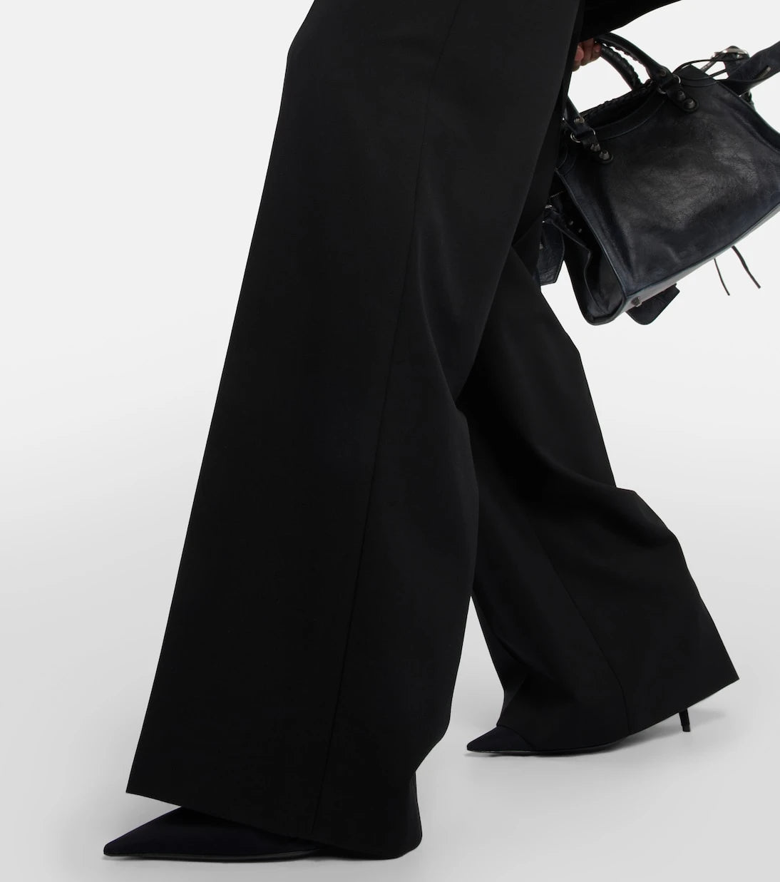 Balenciaga - Logo mid-rise wide-leg wool pants