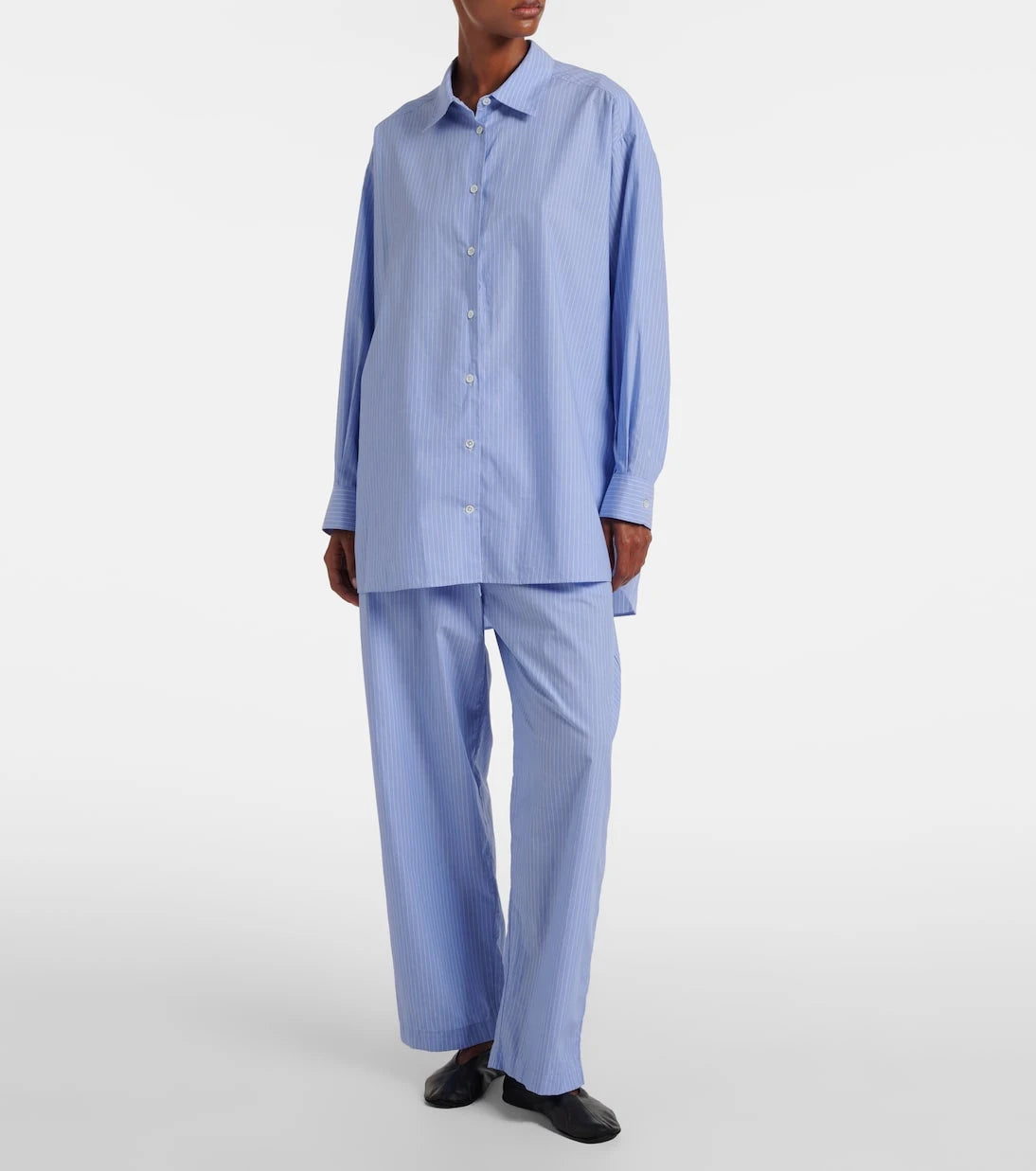 The Row - Luka striped cotton poplin shirt