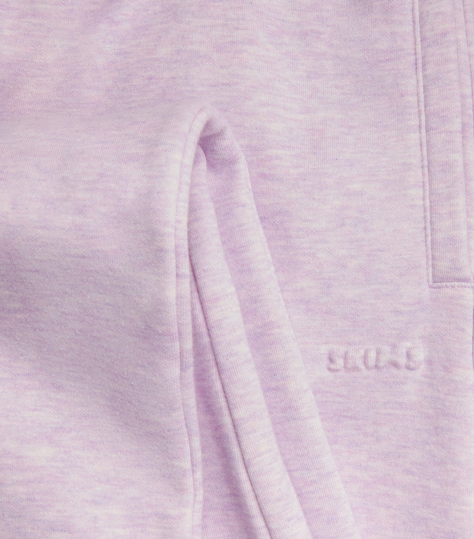 Purple Cotton-Blend Fleece Straight Sweatpants