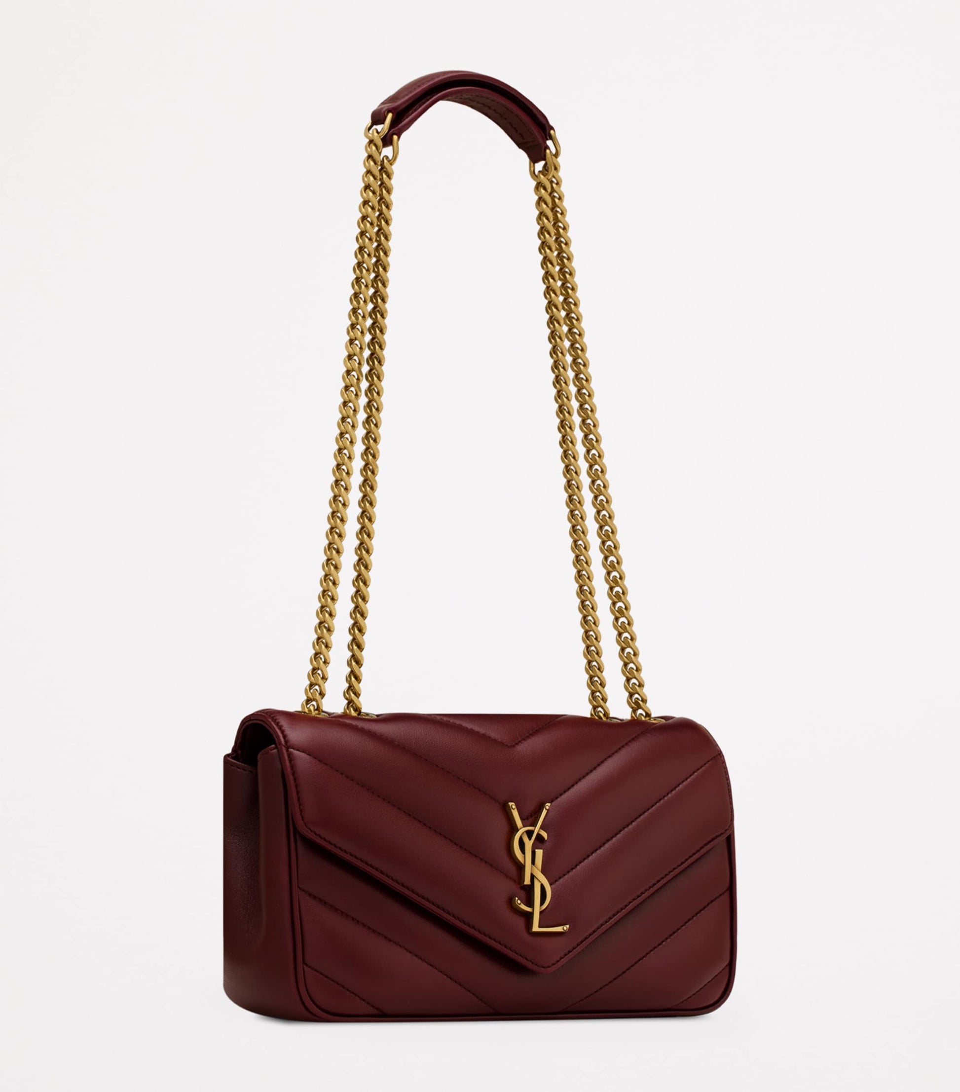 Saint Laurent Burgundy Small Loulou Shoulder Bag