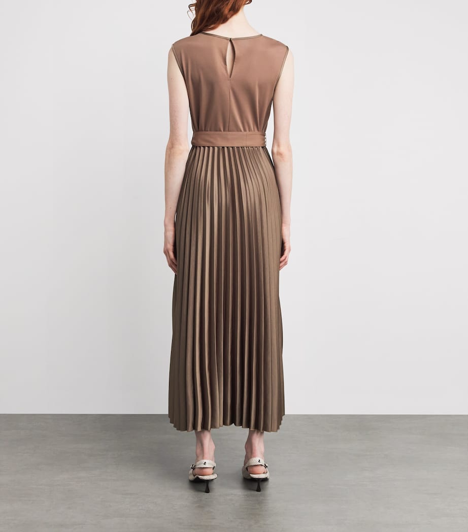 Weekend Max Mara Brown Jersey Pleated Midi Dress