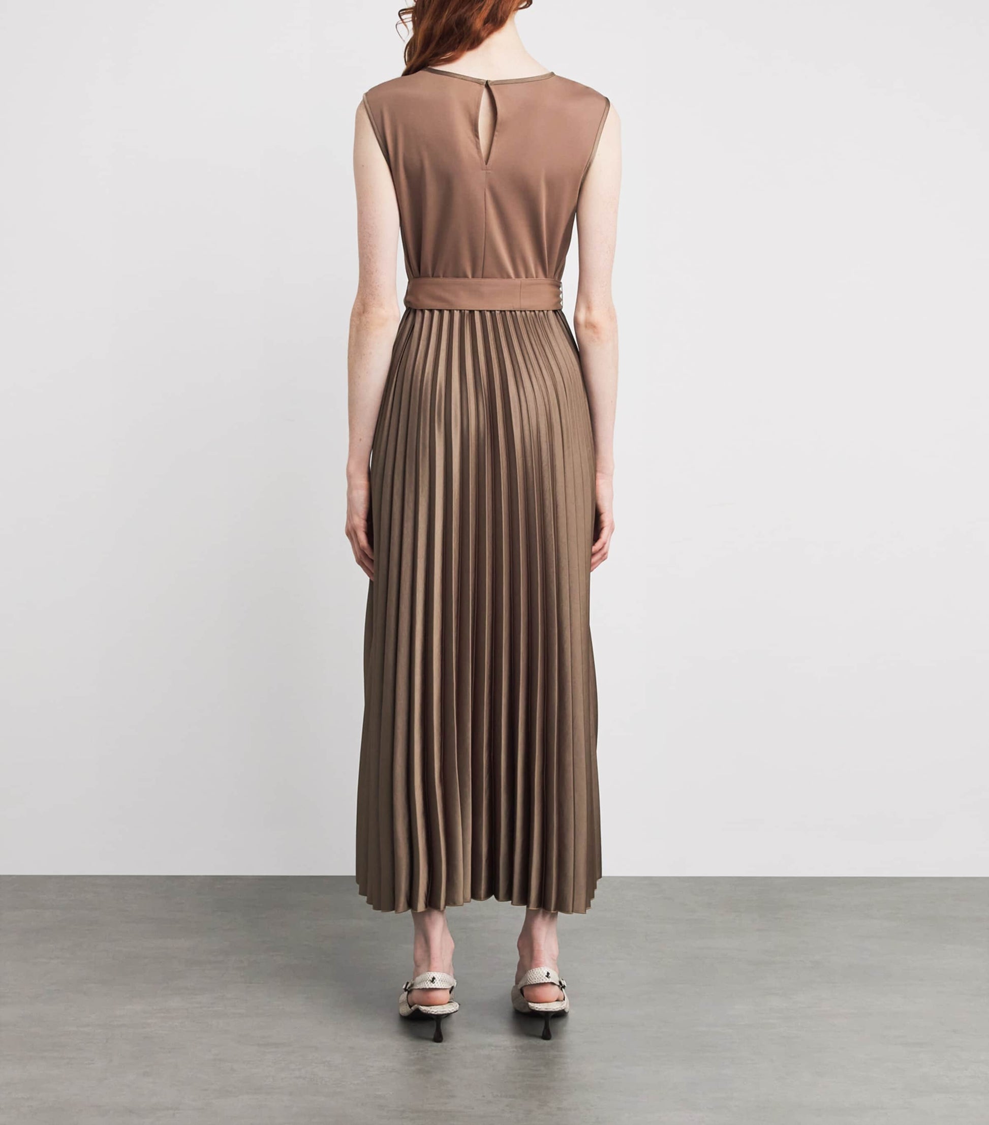Weekend Max Mara Brown Jersey Pleated Midi Dress