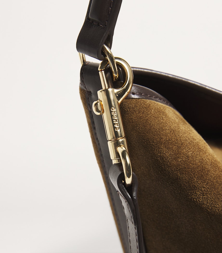 Beige Suede-Leather Bucket Bag