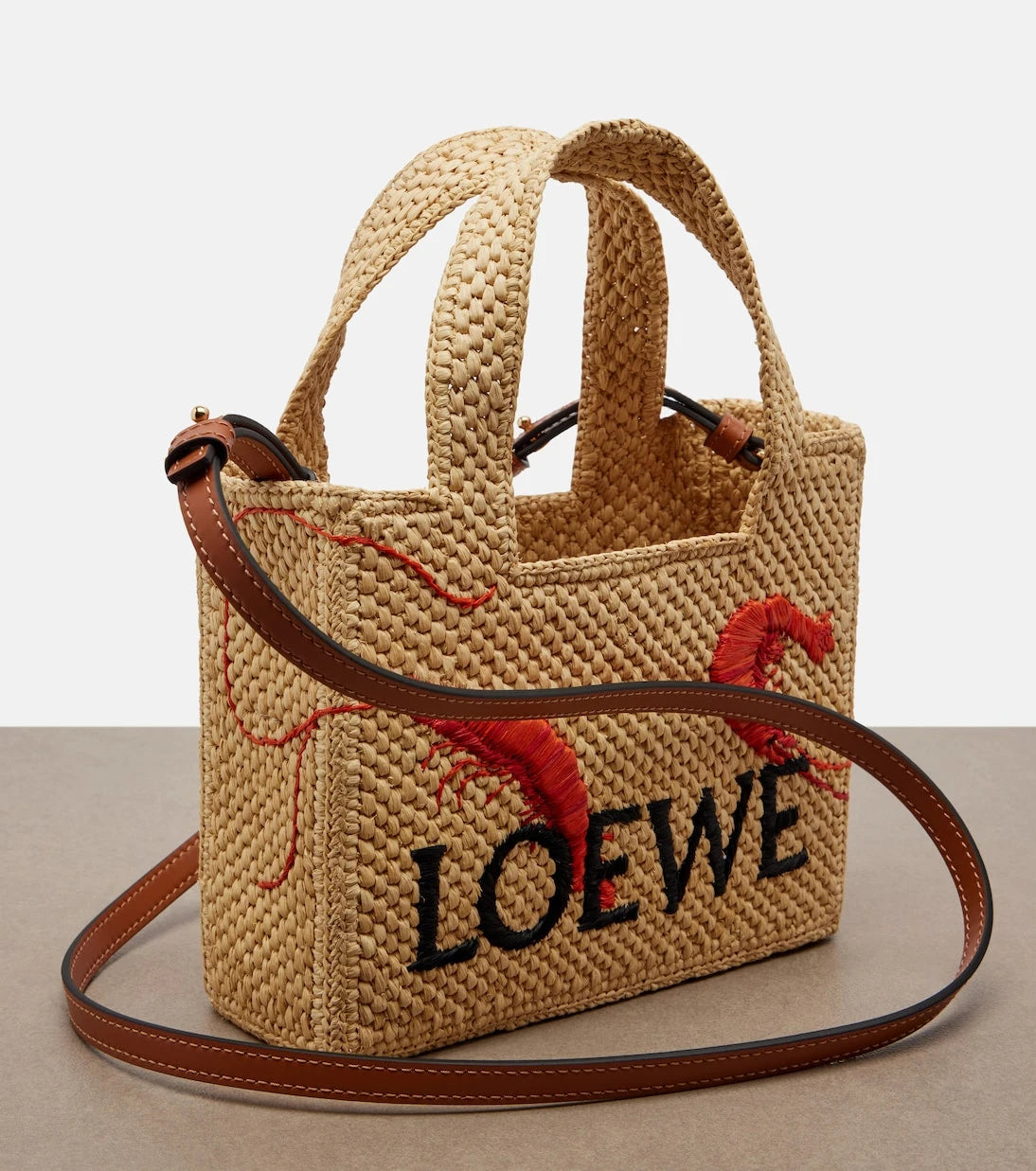 Loewe - Paula's Ibiza Font Mini raffia tote bag