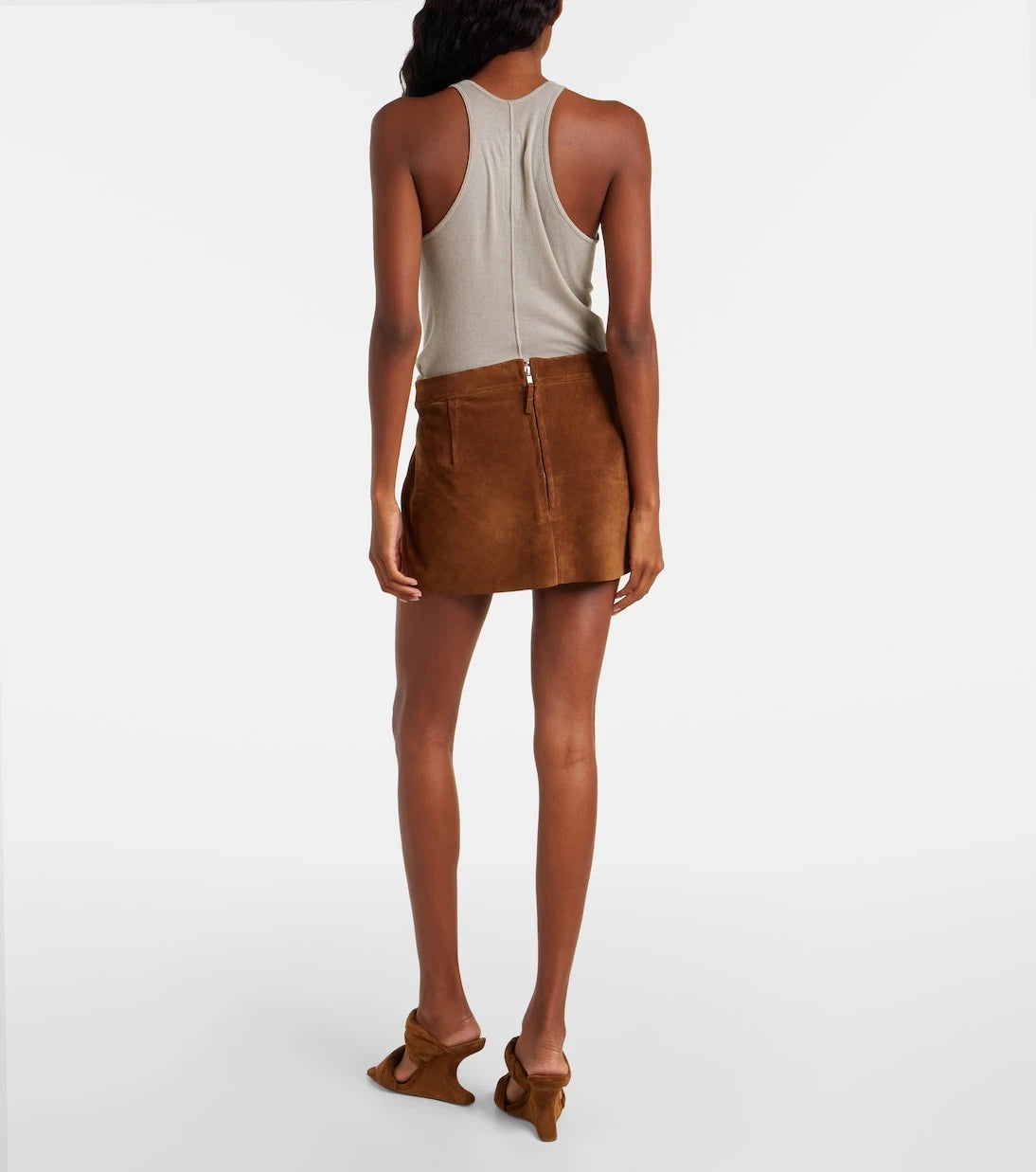 Rick Owens - Fog suede miniskirt