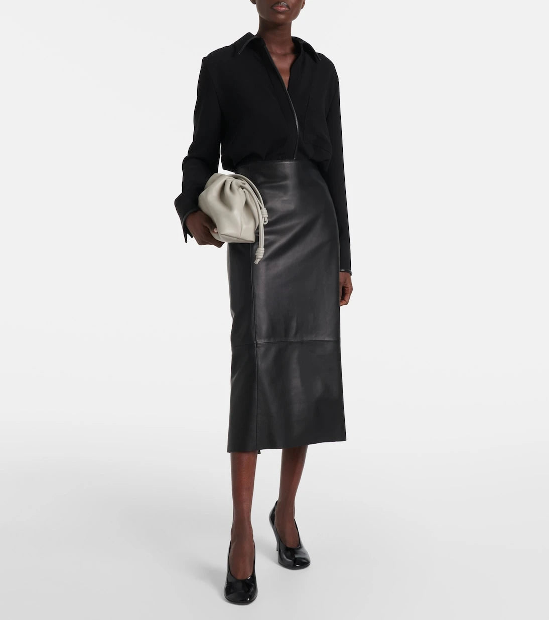 Vince - Faux leather-trimmed shirt