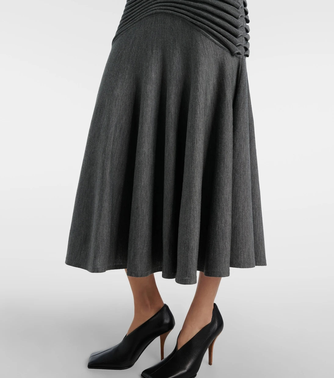 Alaïa - Knitted pleated wool midi dress