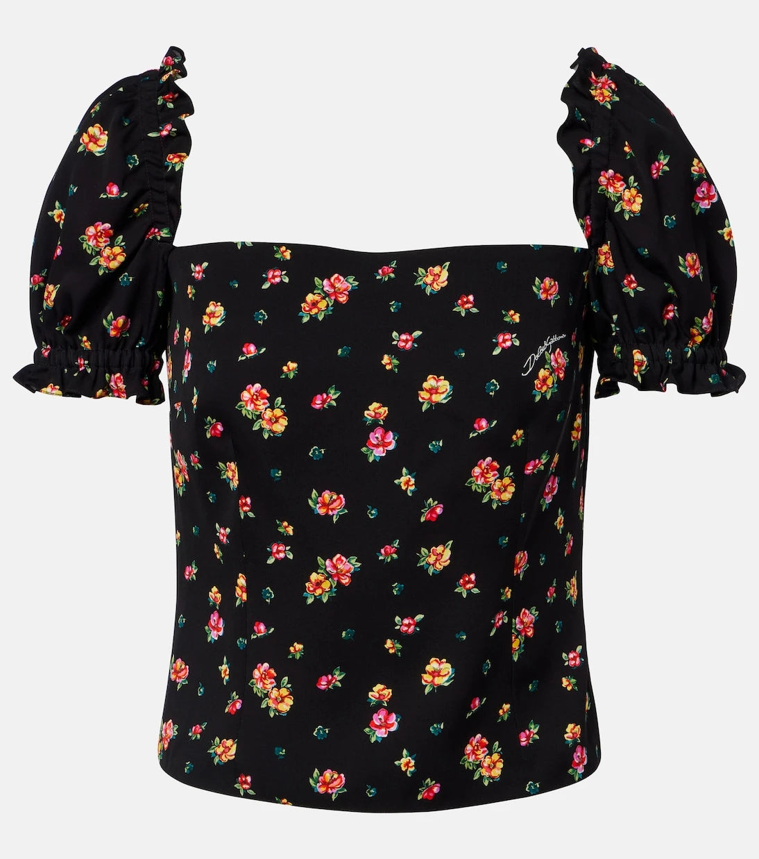 Dolce&Gabbana - Çiçekli ipek karışımlı charmeuse üst