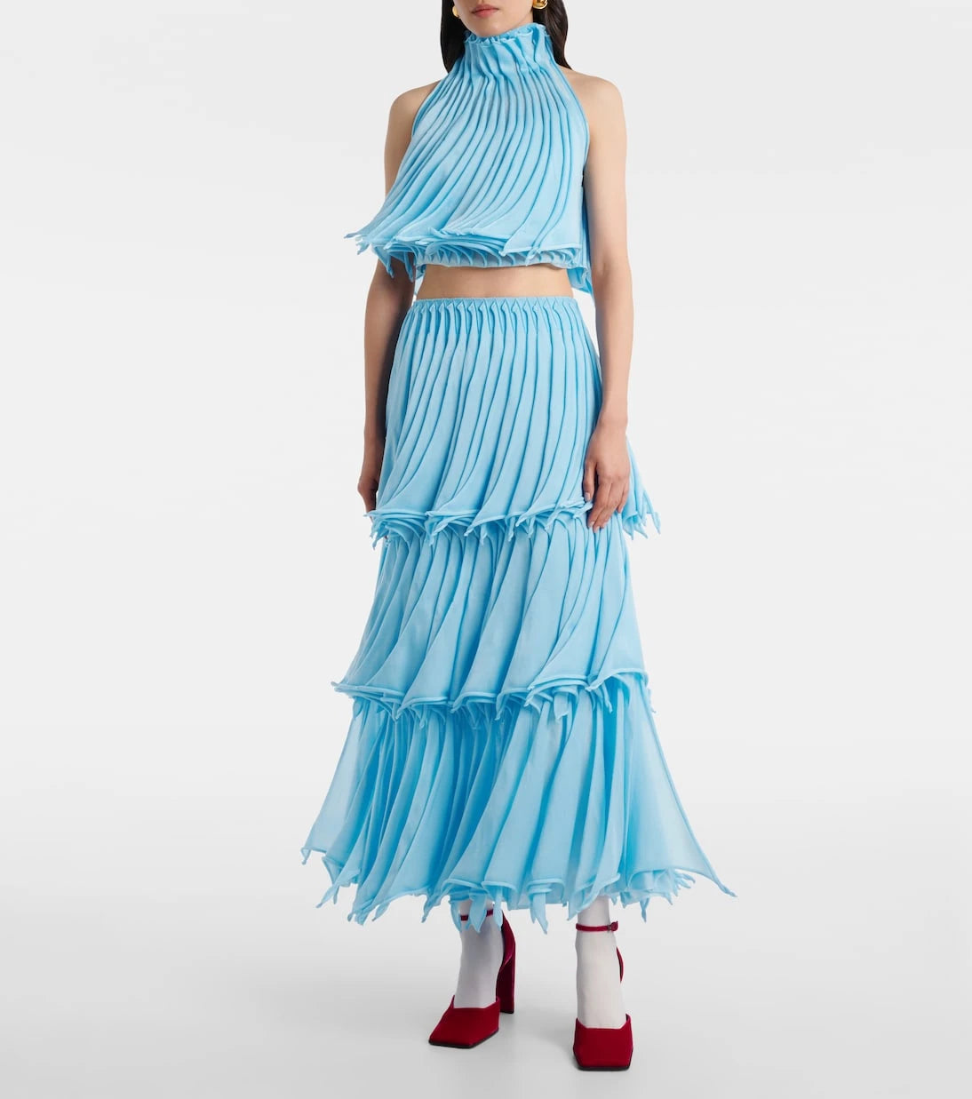 Alaïa - Pleated tiered maxi skirt
