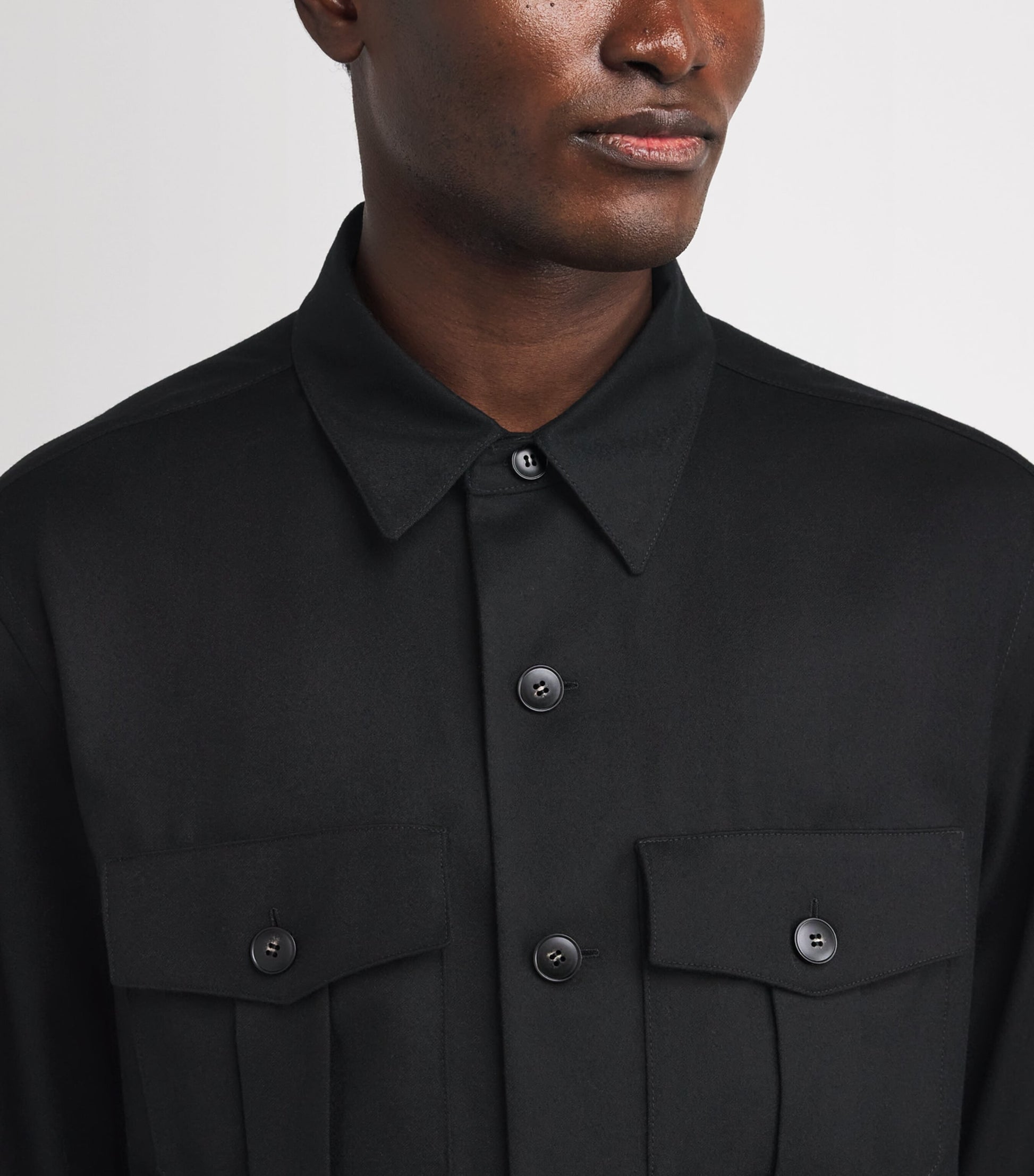 Canali Black Wool Overshirt