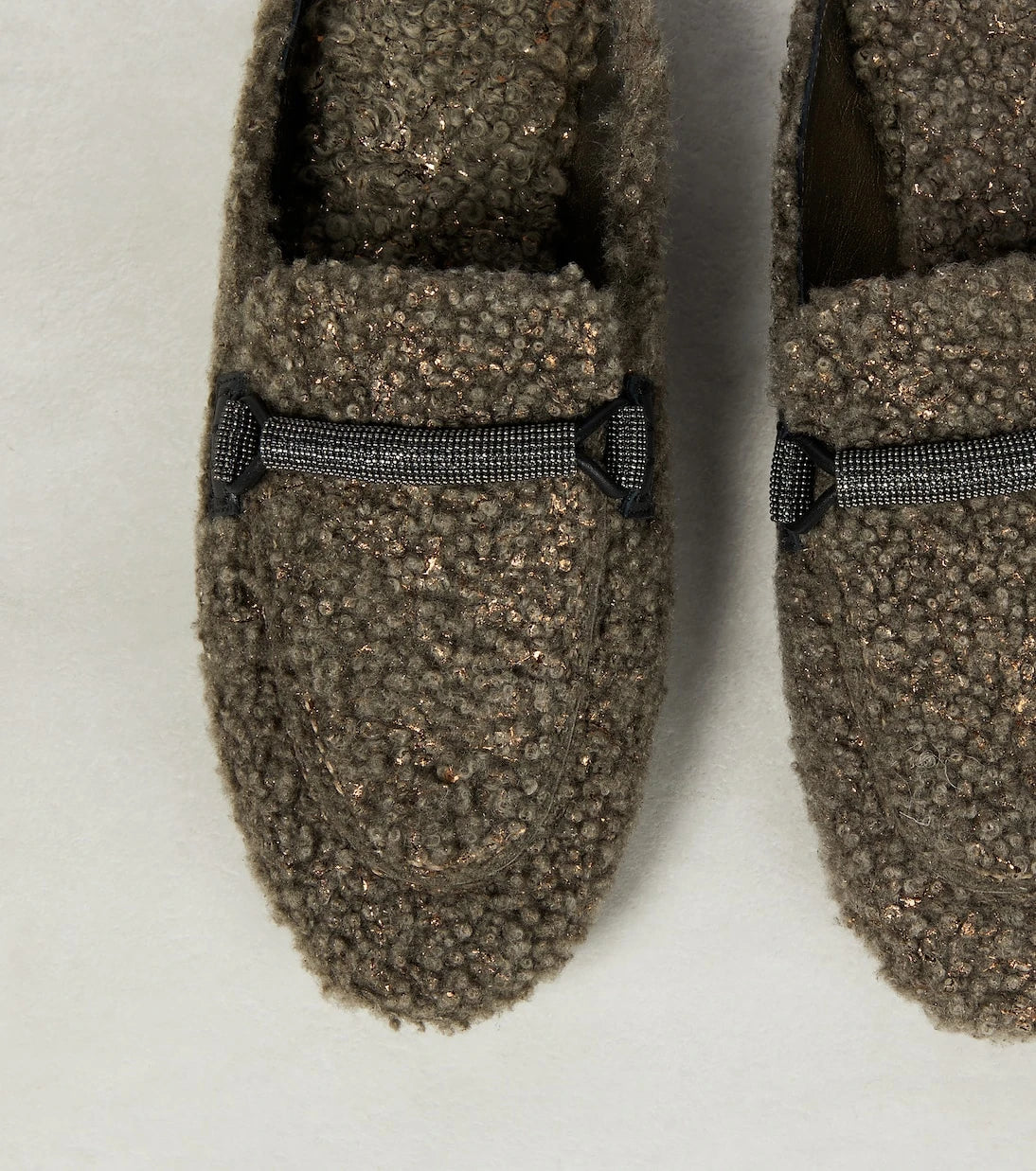 Brunello Cucinelli - Embellished shearling slippers