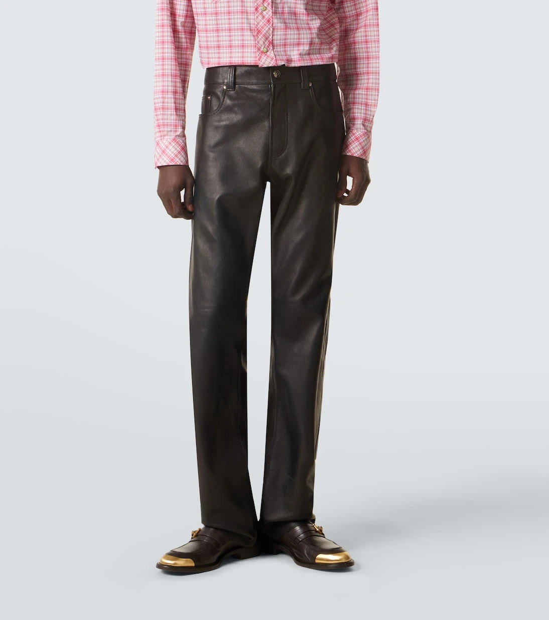 Versace - Leather straight pants