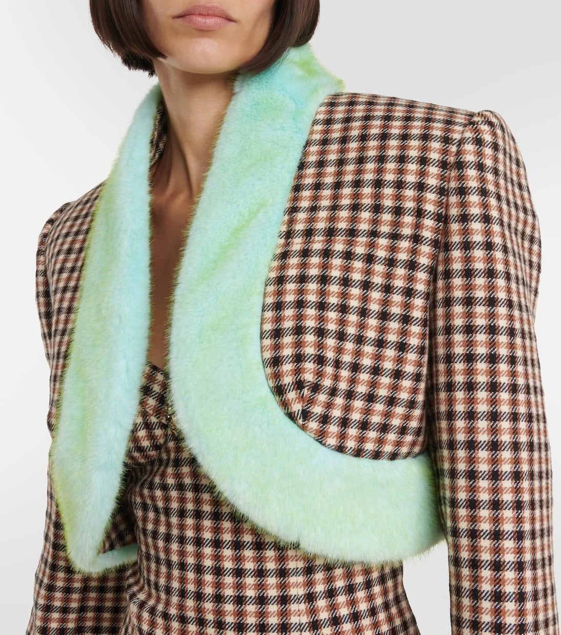 Area - Cropped wool and cotton jacket