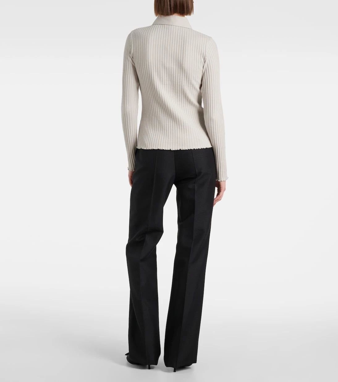Vince - Ribbed-knit cotton-blend polo pullover