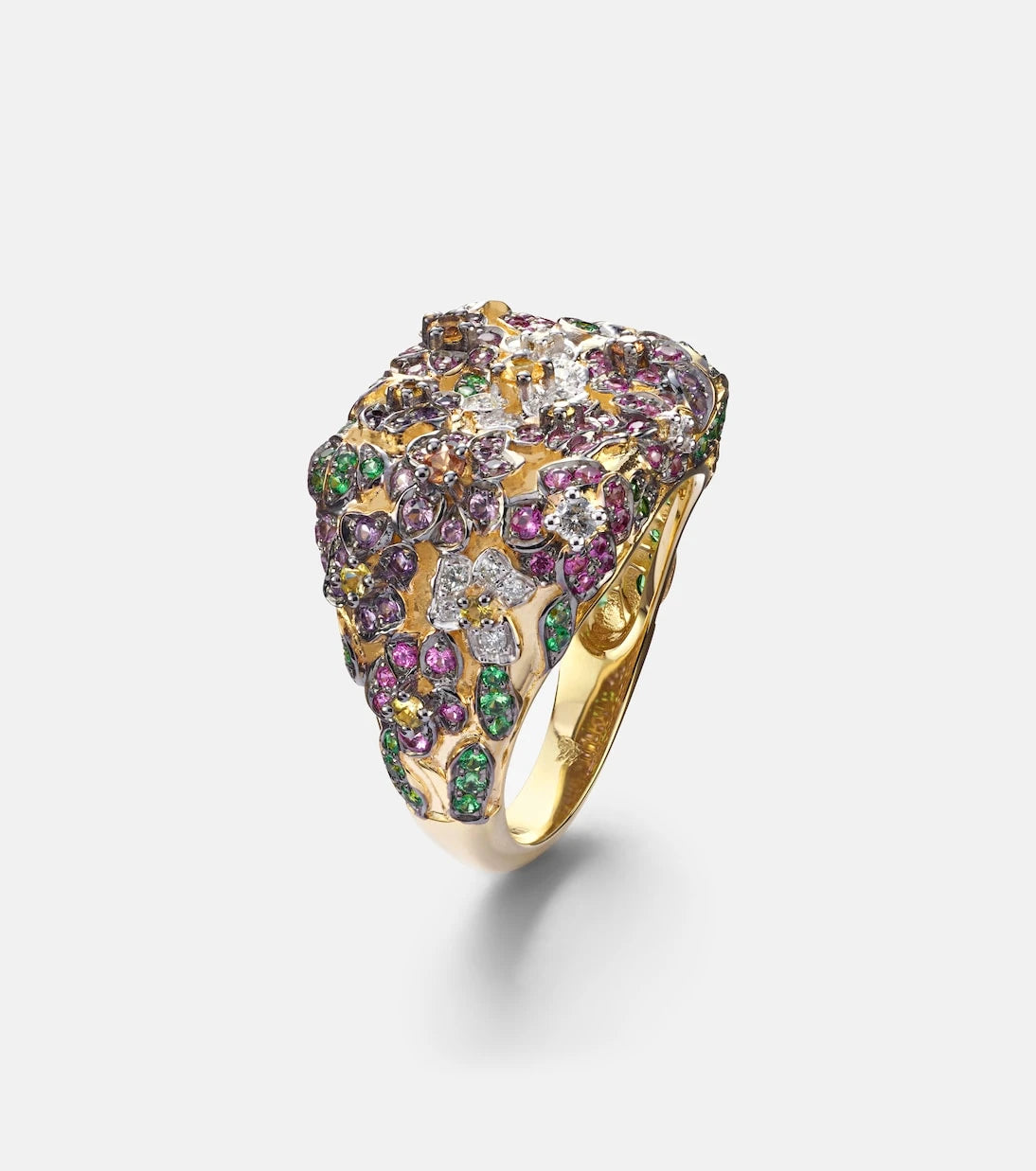 Yvonne Léon - Jolie Fleur 9kt gold ring with gemstones