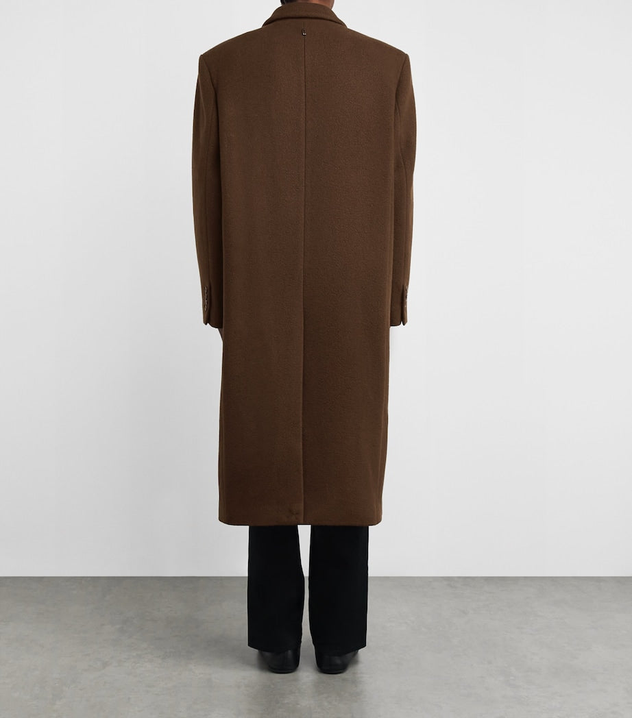 Wool-Blend Double-Breasted Coat BROWN