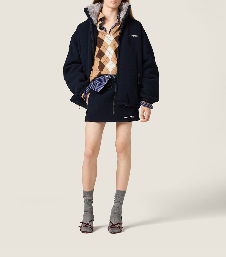 Blue Fleece Cropped Jacket