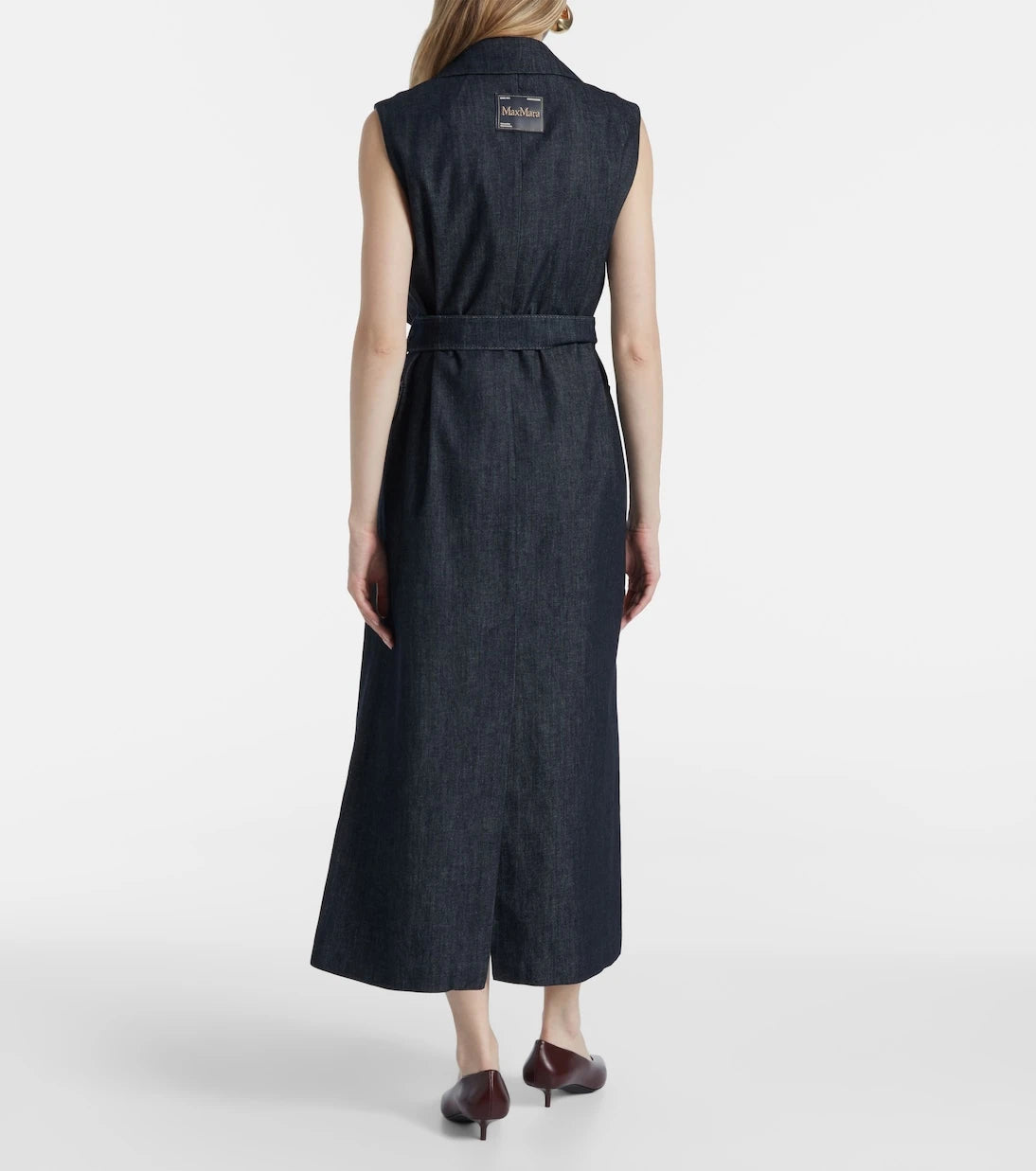 'S Max Mara - فستان جريتا الدنيم الطويل مع حزام