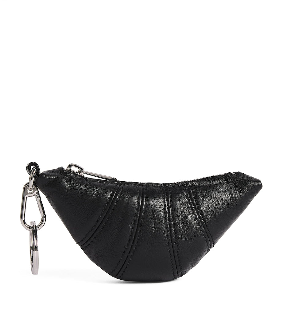 Black Nappa Leather Croissant Keyring