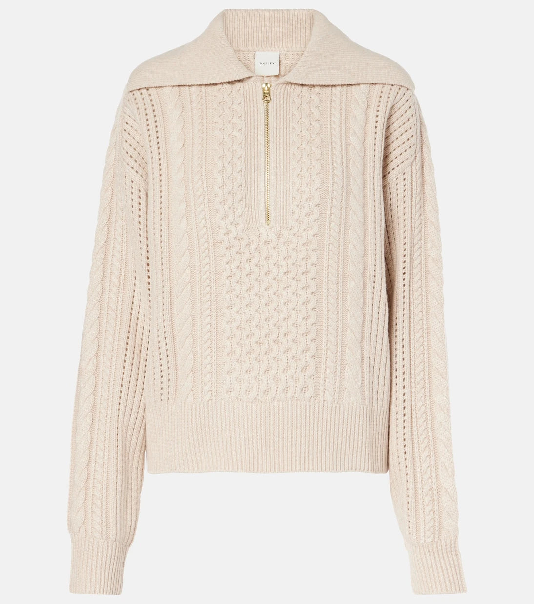 Varley - Camello cable-knit half-zip sweater