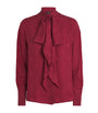 Etro Red Silk Tie-Neck Blouse