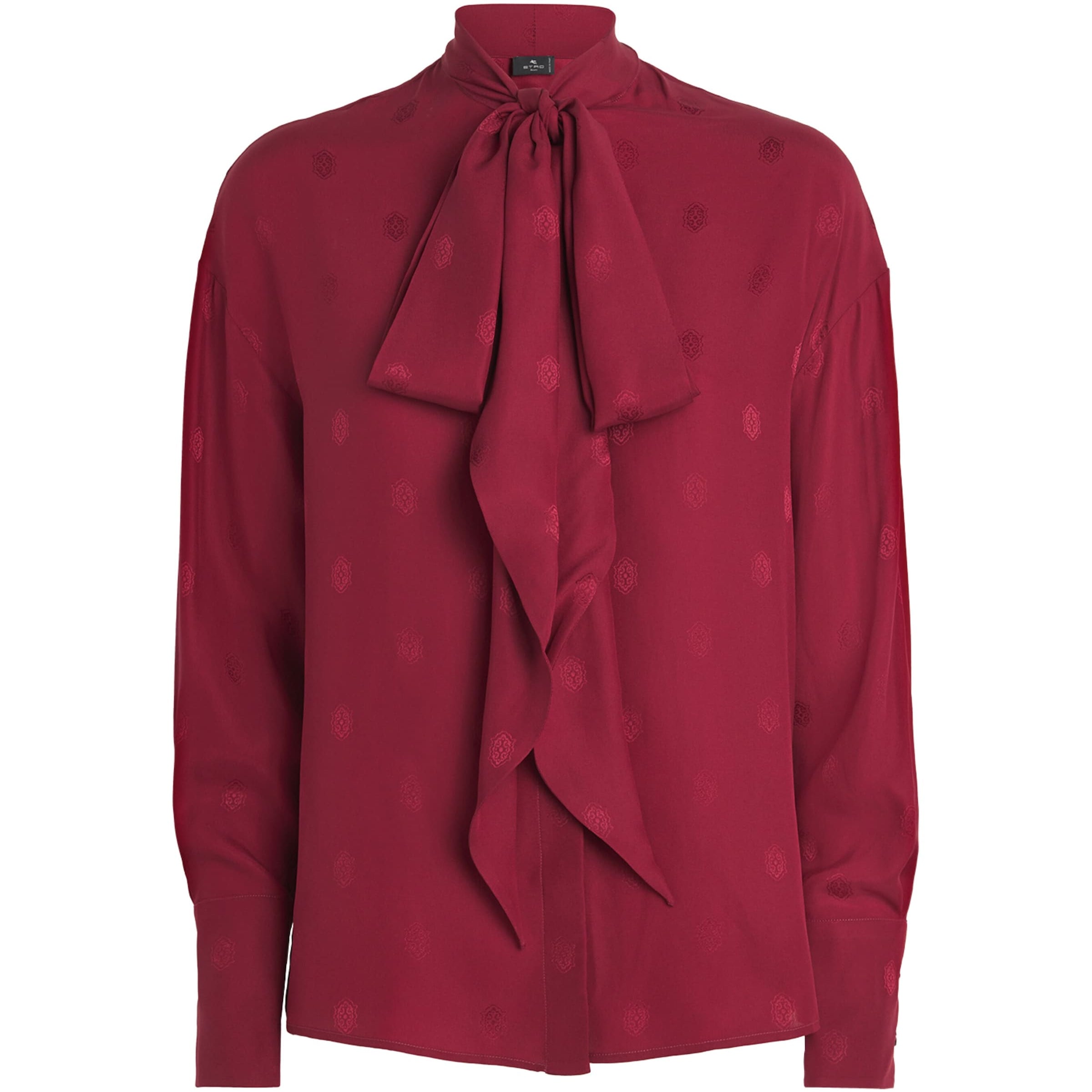 Etro Red Silk Tie-Neck Blouse