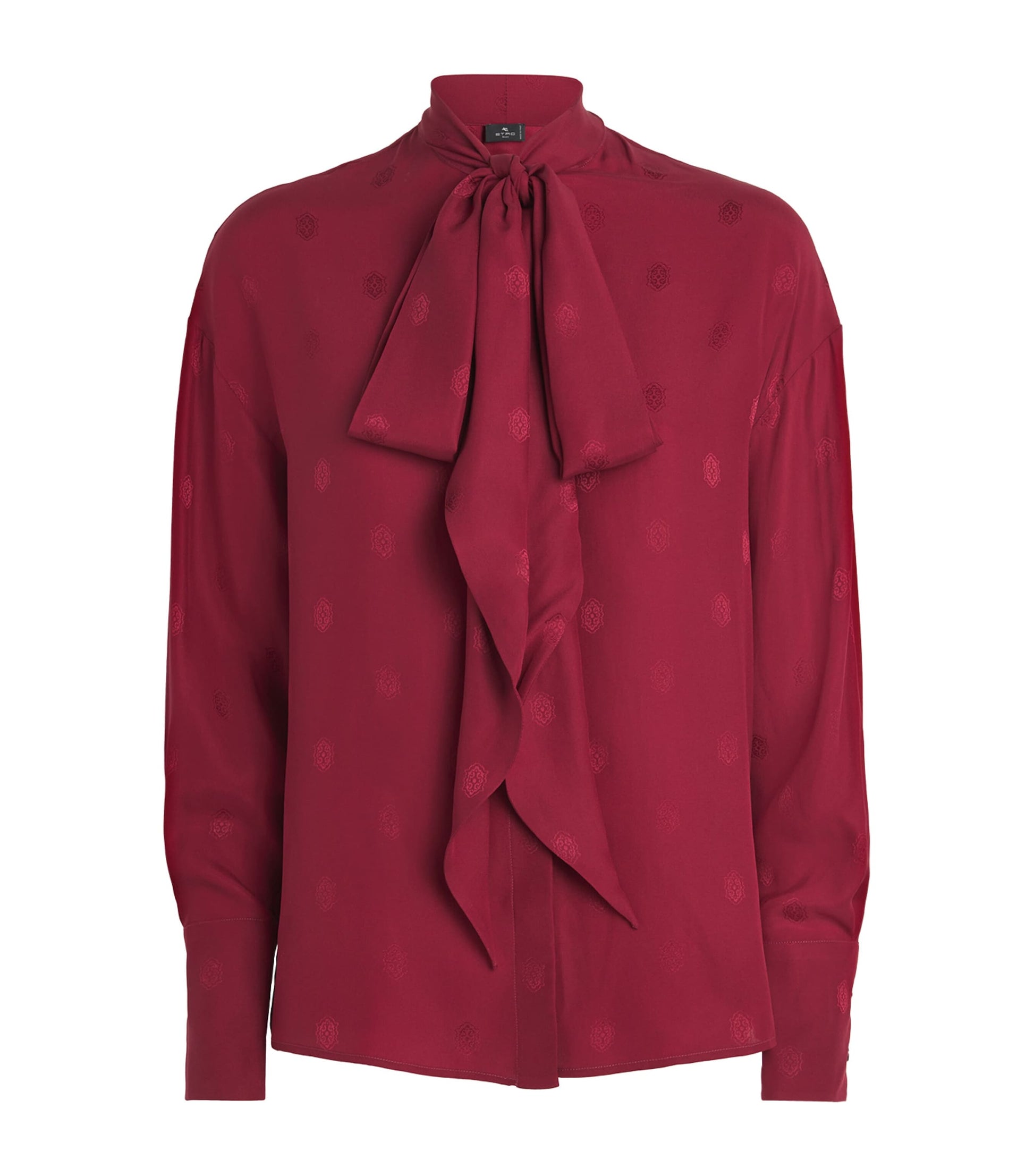 Etro Red Silk Tie-Neck Blouse