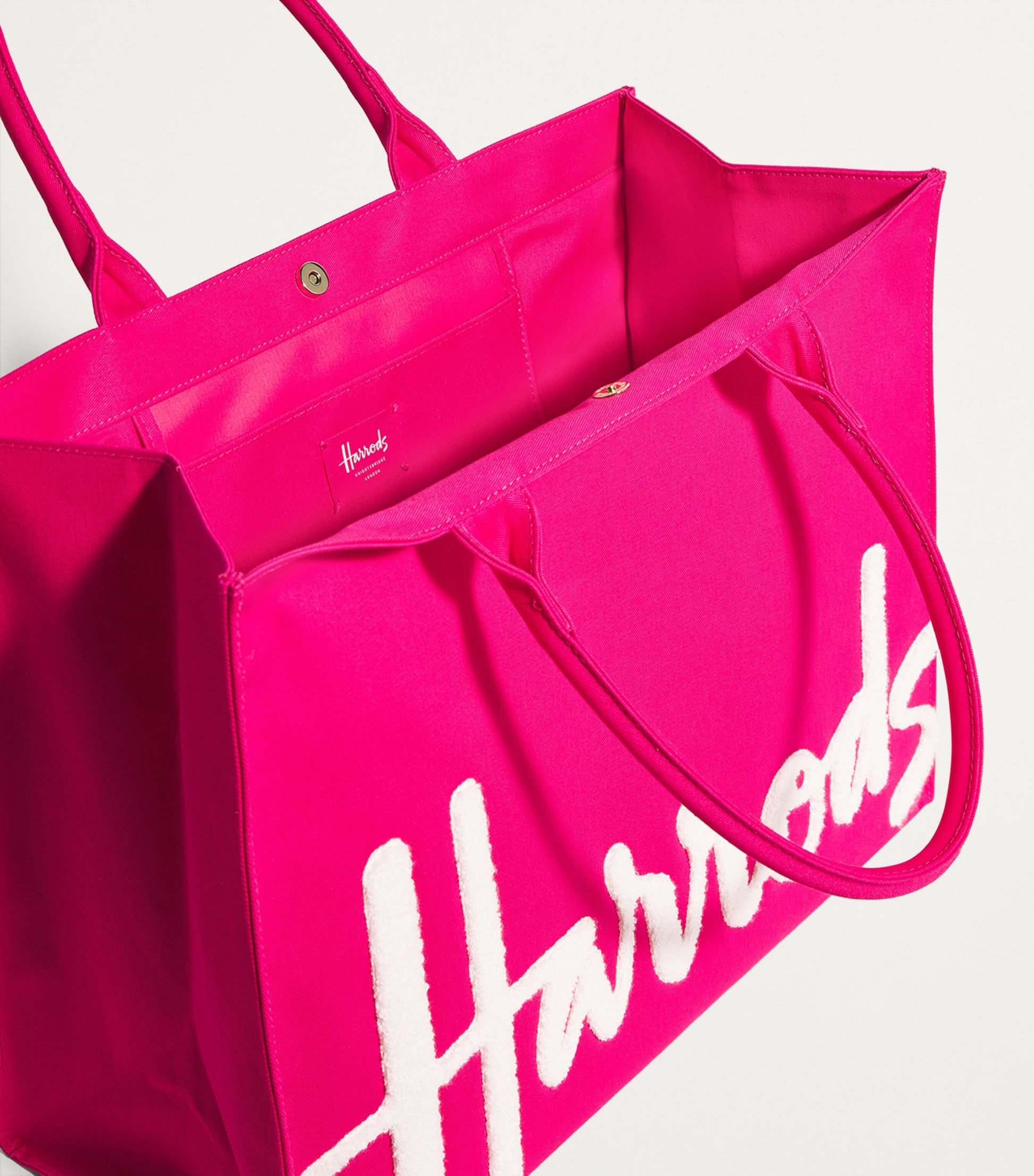 Harrods Pink Large Cotton Logo Tote Bag