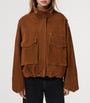 AllSaints Brown Suede Clay Bomber Jacket