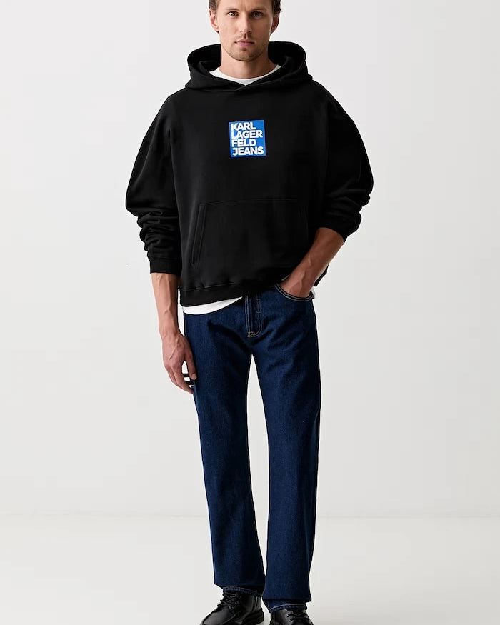 Karl Lagerfeld Jeans kapüşonlu erkek pamuklu sweatshirt