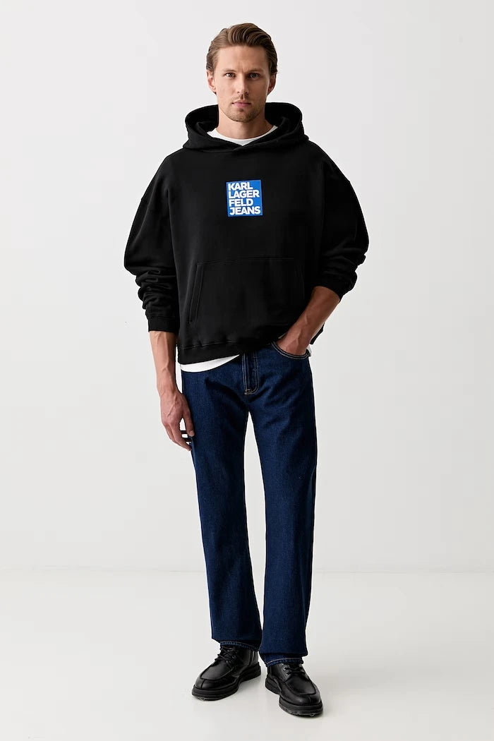 Karl Lagerfeld Jeans kapüşonlu erkek pamuklu sweatshirt