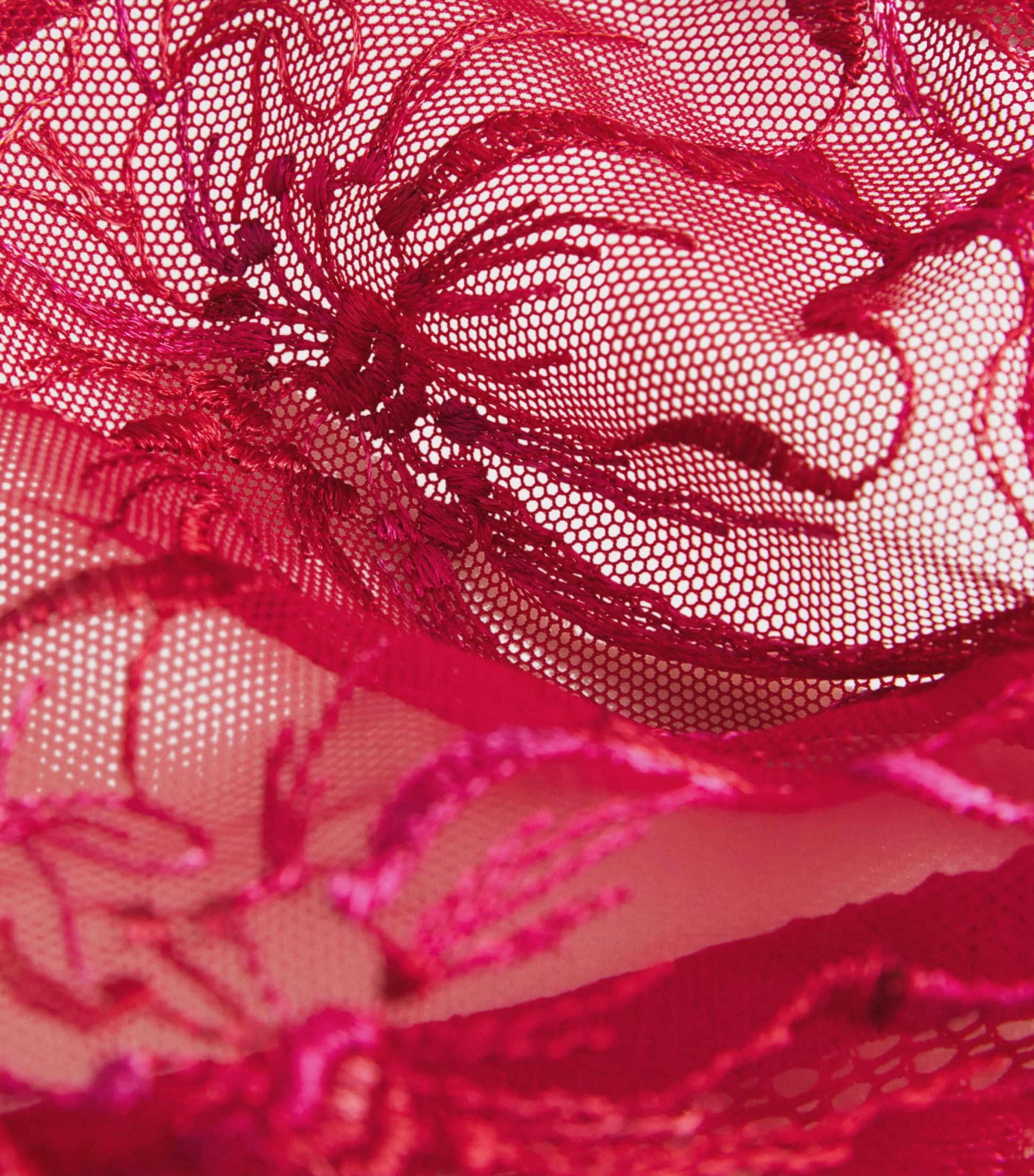 Red Embroidered Fleurs Tanga