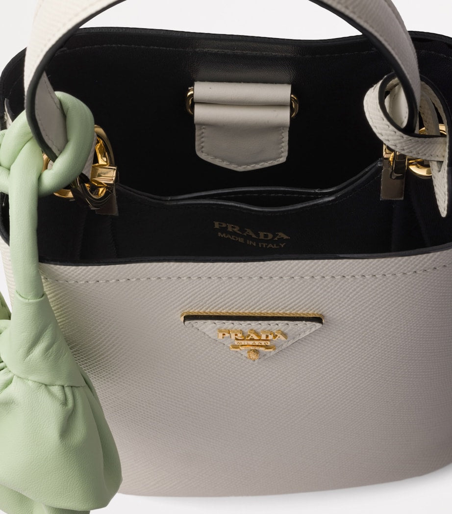 Prada White Mini Saffiano Leather Panier Top-Handle Bag