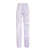 Purple Satin Straight Trousers
