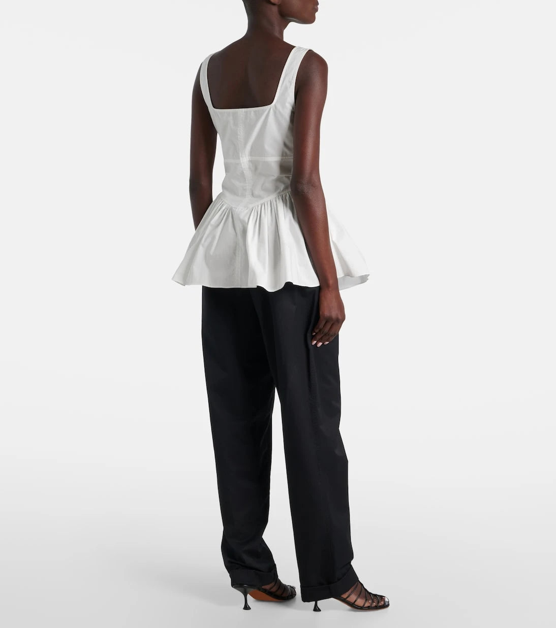 Proenza Schouler - White Label توب بوبلين بدر من مزيج القطن