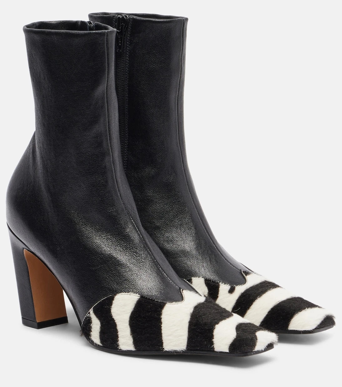 Khaite - Nevada 85 calf hair and leather ankle boots