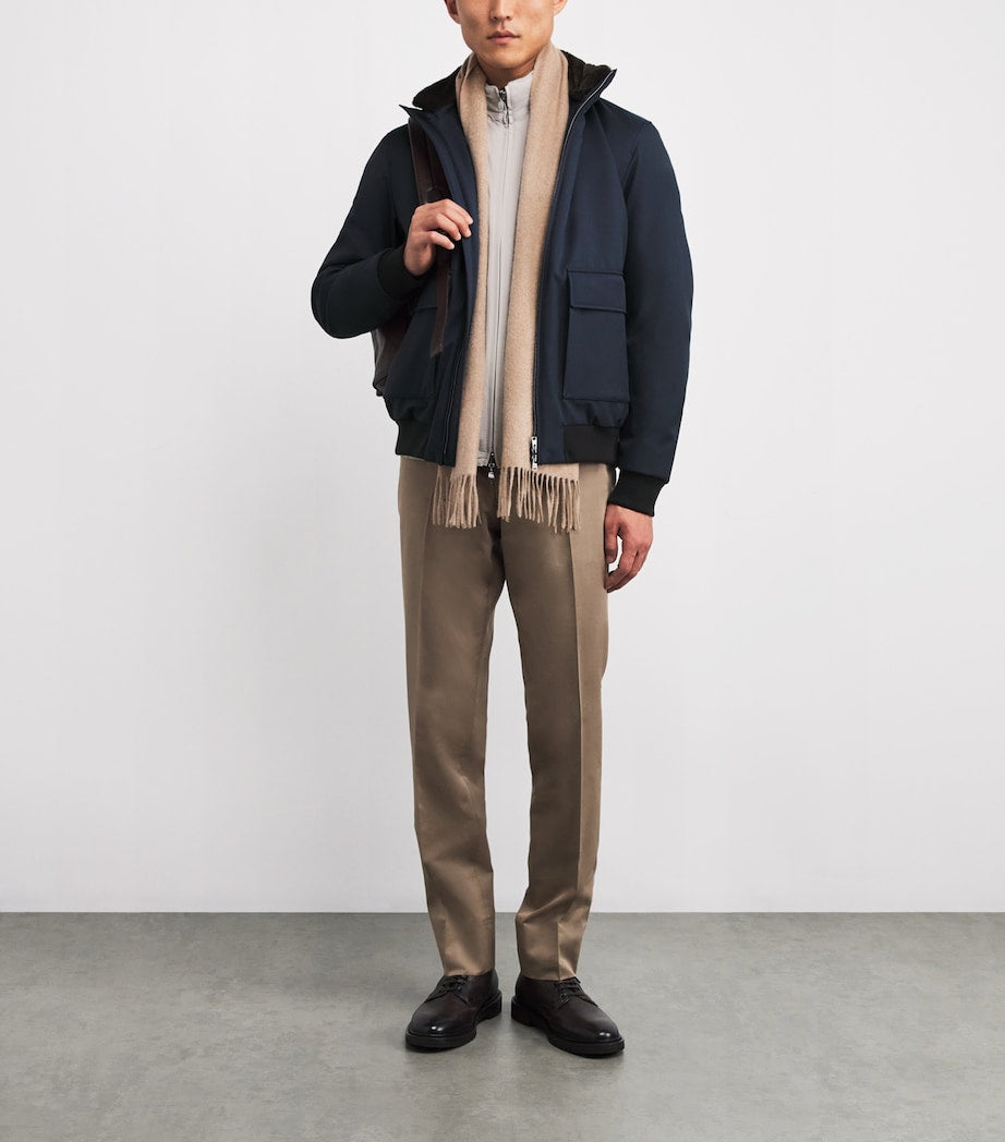 Navy Wool Bomber Jacket