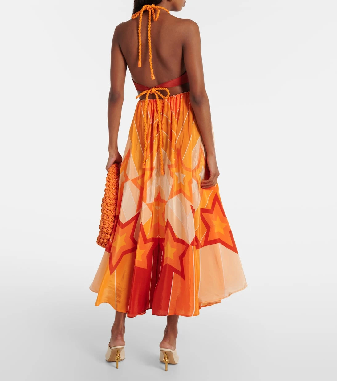 Farm Rio - Gradient Stripes cutout midi dress