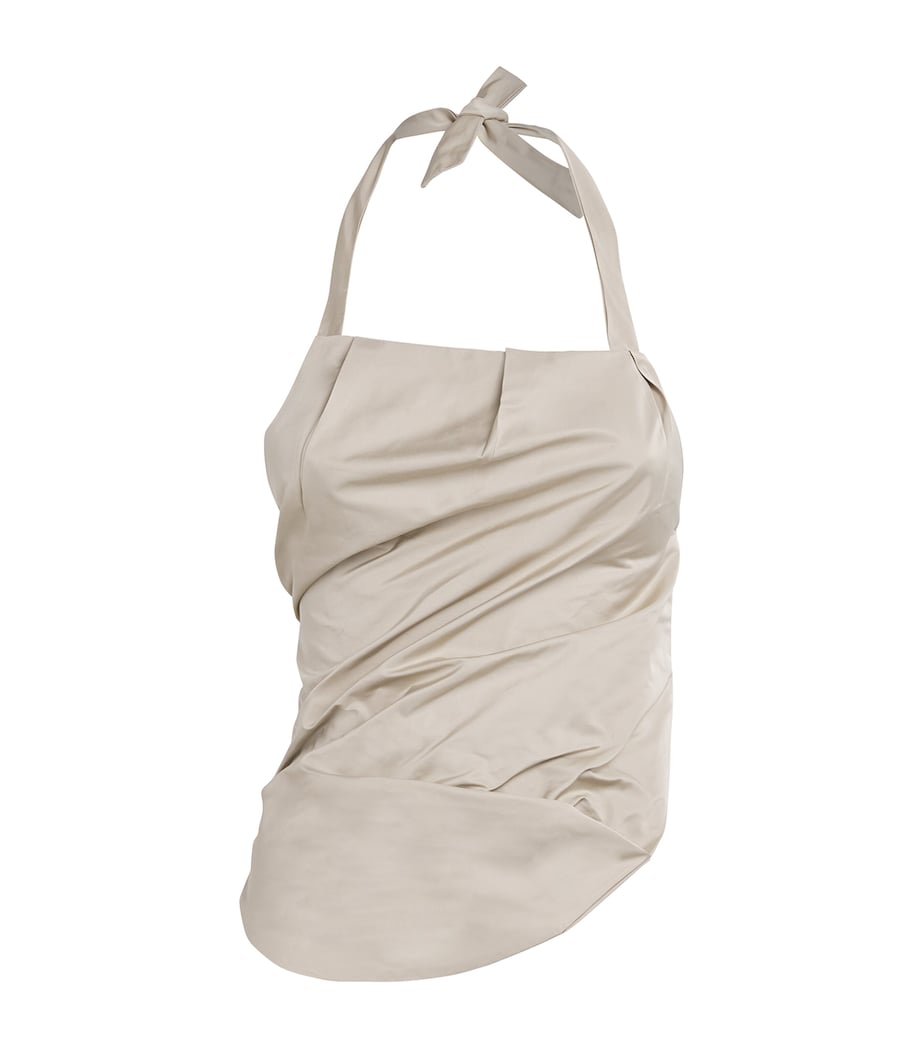 Nadine Mos Beige Draped Bib Top