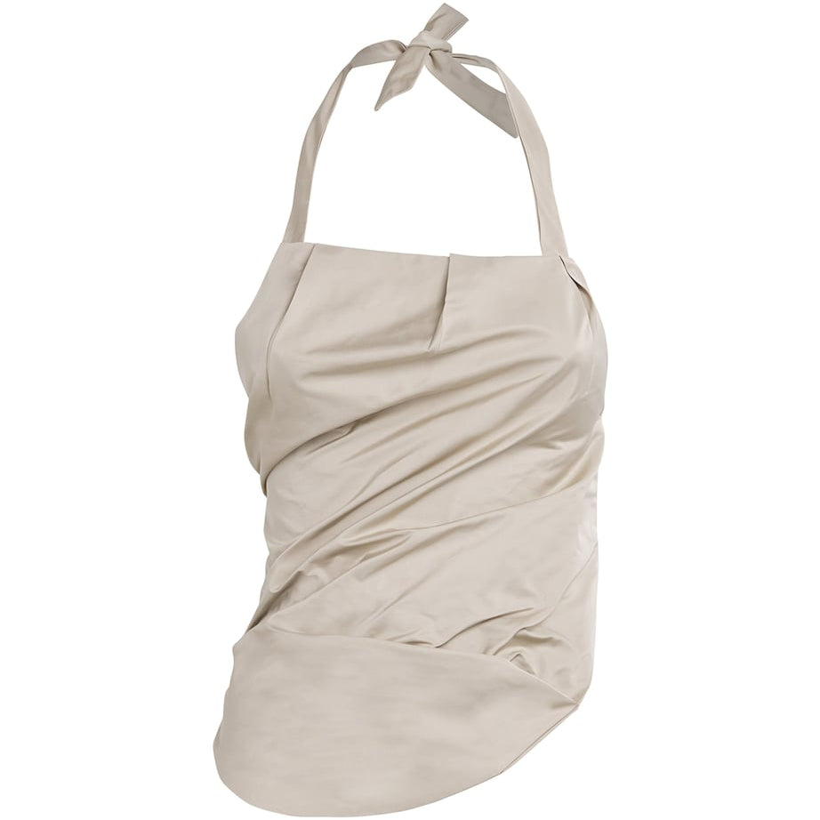 Nadine Mos Beige Draped Bib Top