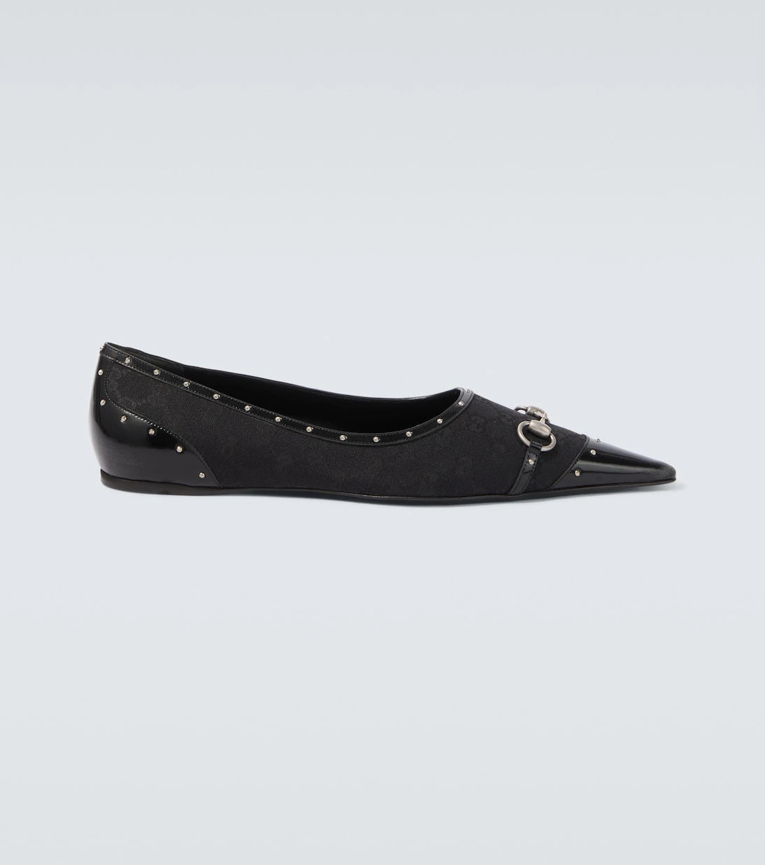 Gucci - Horsebit GG Canvas studded flats