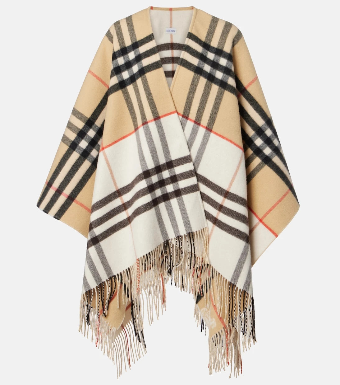 Burberry - Burberry Check cashmere and wool shawl