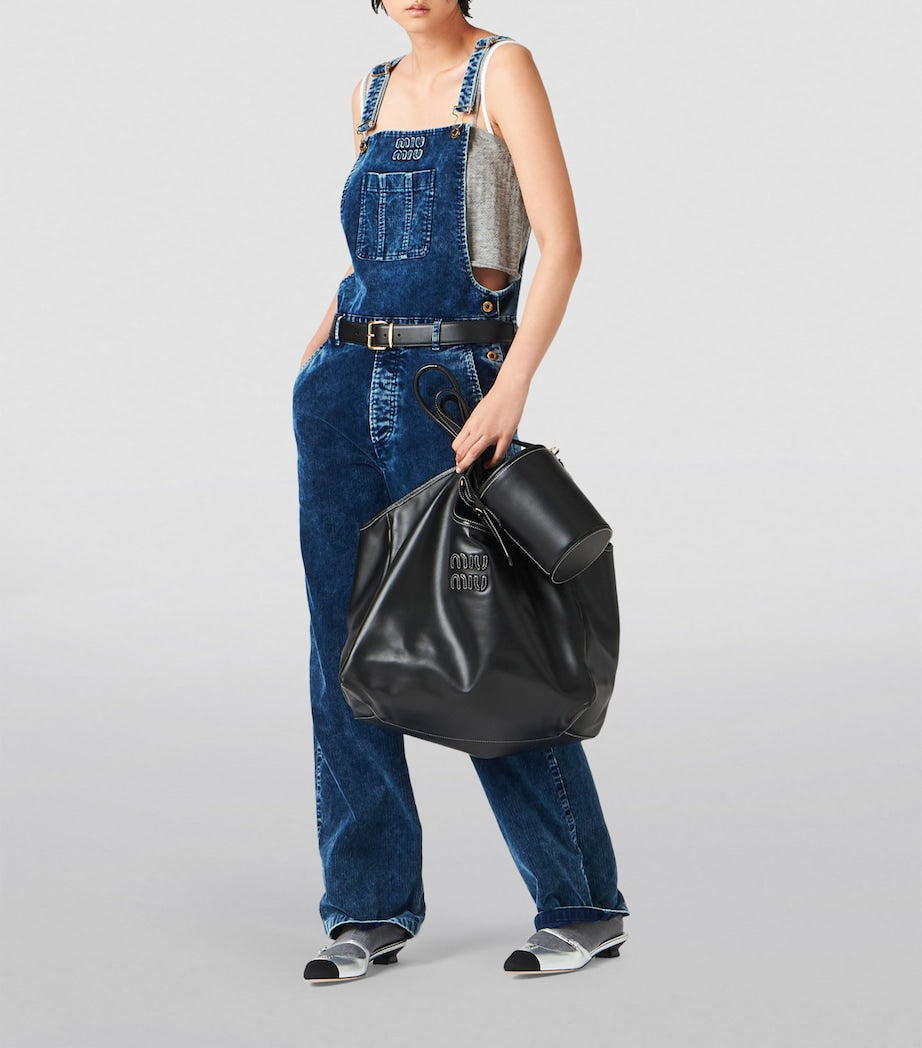 Black Leather Ivy Tote Bag