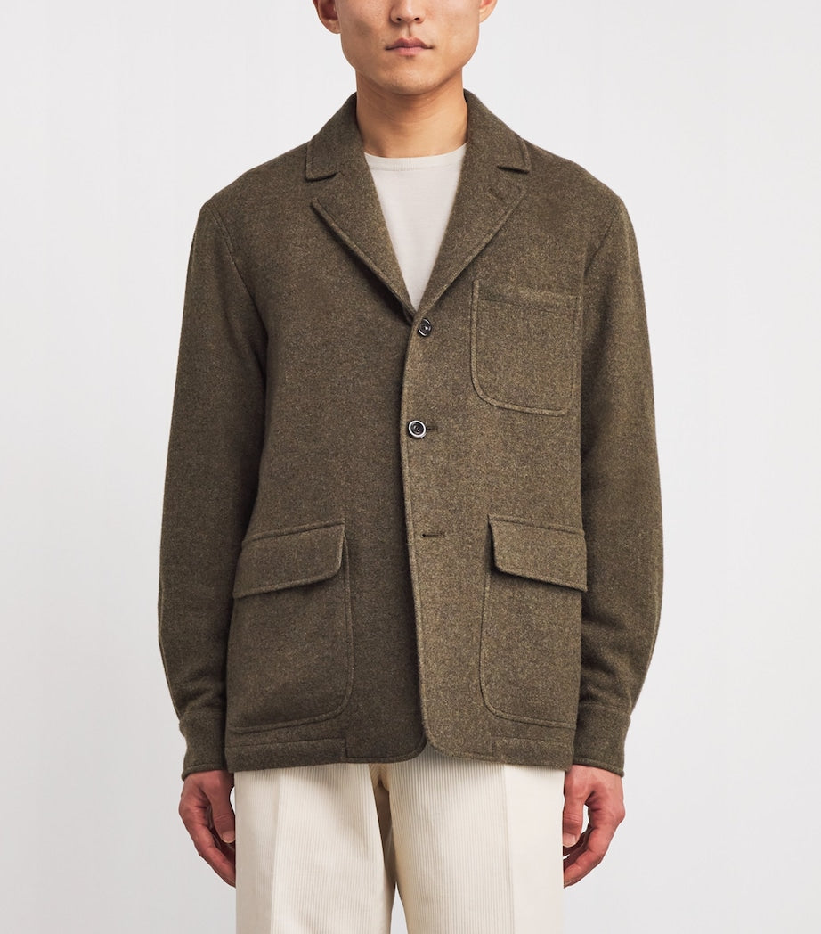 Ralph Lauren Purple Label Green Cashmere-Wool Brushed Twill Blazer