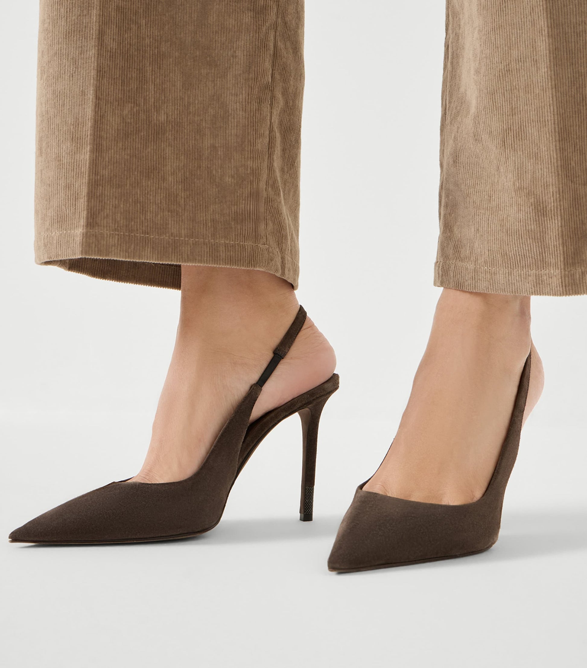 Brunello Cucinelli Suede Monili-Detail Slingback Pumps