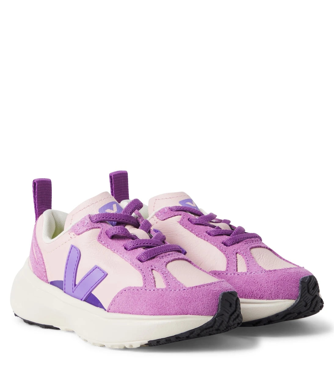Veja Kids - Canary suede-trimmed leather sneakers