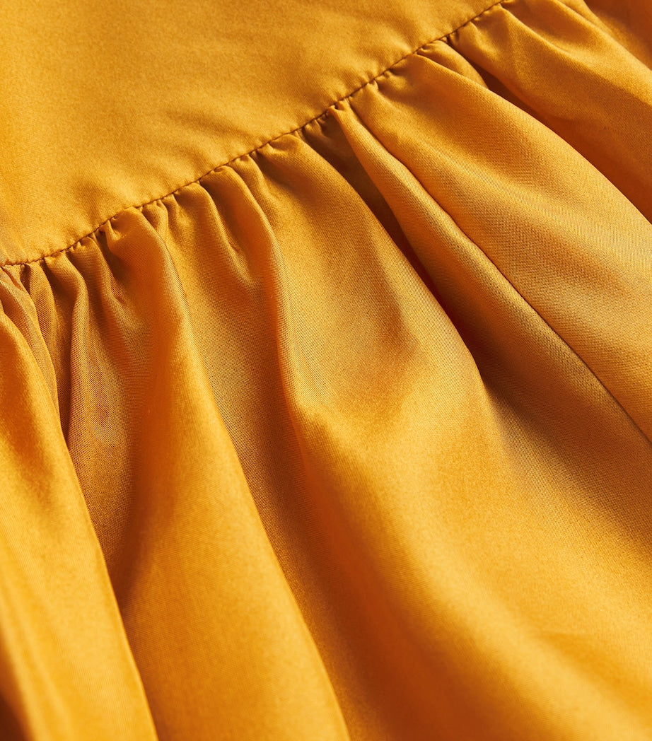 Yellow Silk Ruffle Rhiannon Maxi Dress