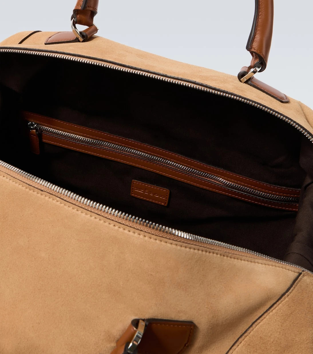 Kiton - Leather-trimmed suede duffel bag