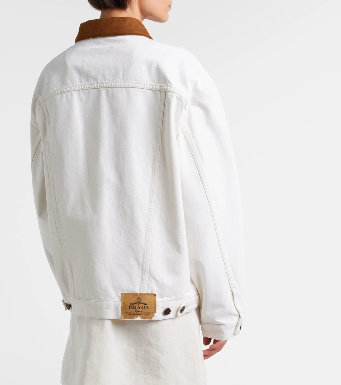 Prada - Suede-trimmed denim jacket